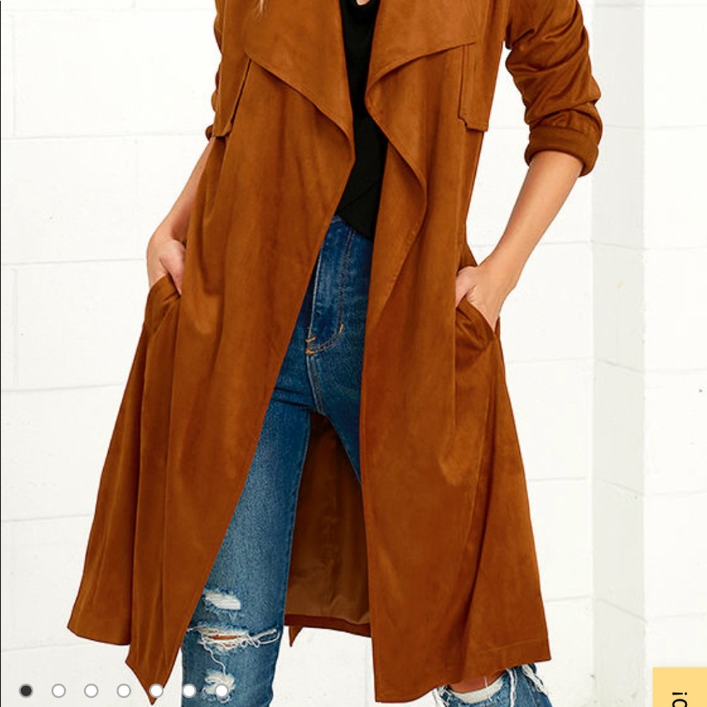 Take On the World Faux Suede Trench Coat Womens Size XS - Picture 5 of 6